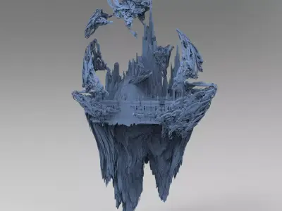 Fantasy underworld Cliff rocks 3D model