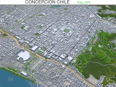 Concepcion Chile 25km AI Low-poly 3D model