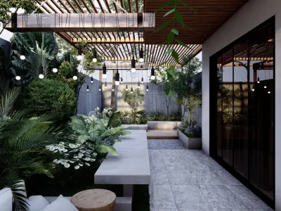 3D Exterior Scene 3D model design garden and landscape 3D model 29