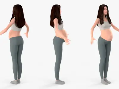  Asian Pregnant Woman Rigged for Cinema 4D 