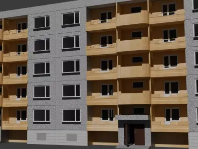 121-80-71-1 Type Panel Building Low-poly 3D model Low-poly 3D model