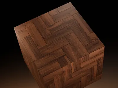 Procedural Dark Oak Herringbone Texture