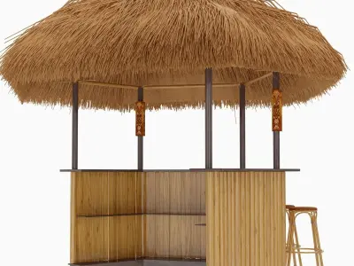 beach bar bamboo restaurant 3D model