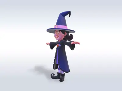 Adorable Witch Halloween Character  3D model
