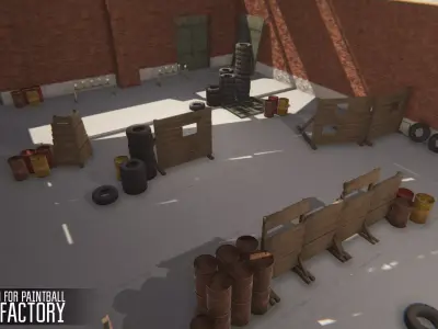Polygon for paintball - old factory Low-poly 3D model