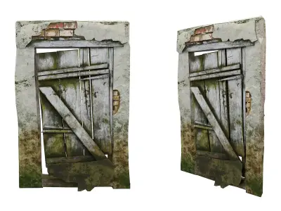 Grungy old door  Low-poly 3D model