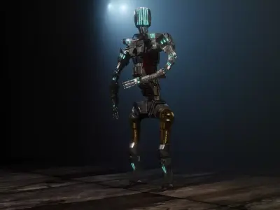 Sci-fi Guard walking Robot XYZY0506 Low-poly 3D model