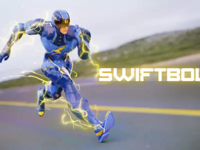 Male Superhero Game Character - Swiftbolt Low-poly 3D model