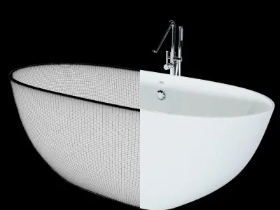 American Standard ZeniStone Floor-standing Bathtub and Faucet 3D model