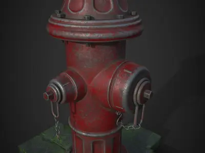 fire hydrant with stone Low-poly 3D model