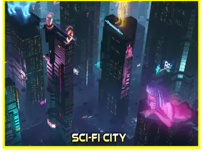 Sci-Fi Cyberpunk Futuristic City Skyscraper Building Cityscape  3D model