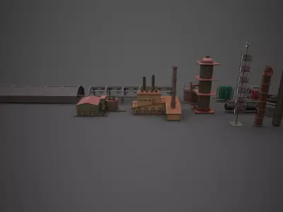 Modular Industrial Asset Low-poly 3D model