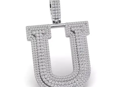 Alphabet Latter U Diamond Pendent 3D print model
