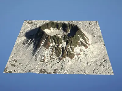 Landscape Environment Volcano Snow 10 Low-poly 3D model