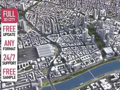 Frankfurt - 3D City Model Low-poly 3D model