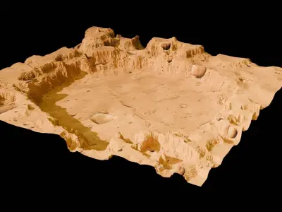 Landscape crater Mars  Low-poly 3D model