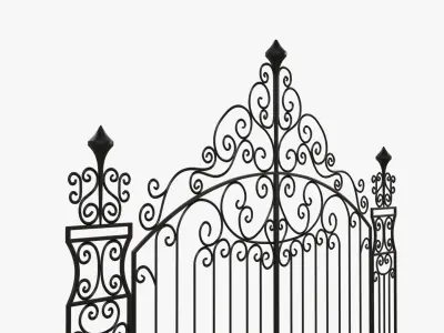 Gate-7 ornate wrought iron gate 3D model