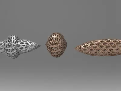 cyberpunk weaved city structure shapes 3D model