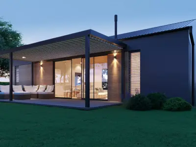 Modern Single-Story House 3D Exterior Rendering 3D model