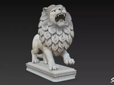 Lion Statue V37 Low-poly 3D model