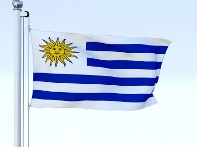Animated Uruguay Flag Low-poly 3D model