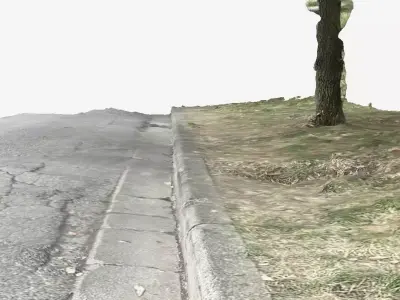 Piece of a ruined urban city street with small cracks  3D model