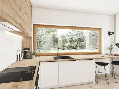Kitchen Scene Scandinavian Wood n White  with  YT Preview 3D model