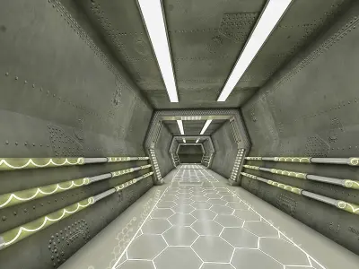 Sci Fi Modes Corridor 3D model Low-poly 3D model