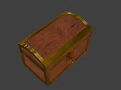 Gold Treasure Chest With Coins and Gems 3D model