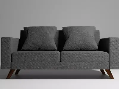 Mid-Century Modern Loveseat Sofa 3D Model Low-poly 3D model
