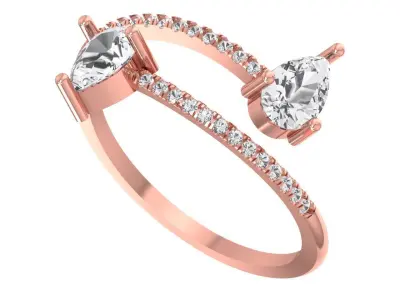 Solitaire Open End Light Weight Pear Stone Band Ring 3D print model