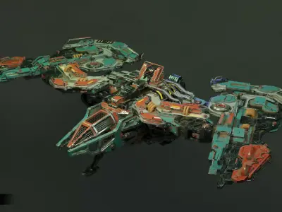 Spaceship Low-poly 3D model - Low-poly and Textured