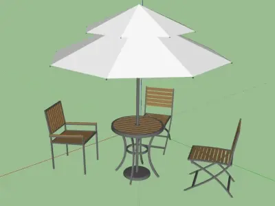 The parasol table and chairs with umbrella Free 3D model