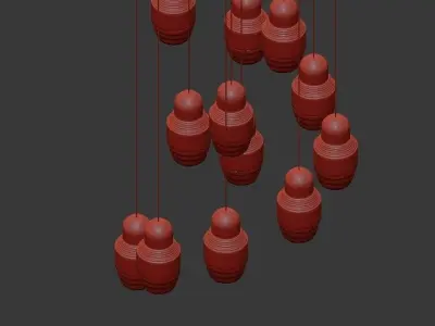 fedora copper and glass pendant lights hanging from ceiling 3D model