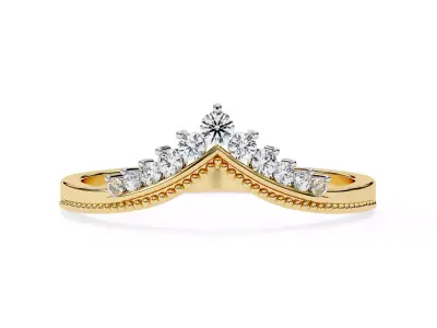 Elegant Crown V Curve Diamond Ring 3D print model