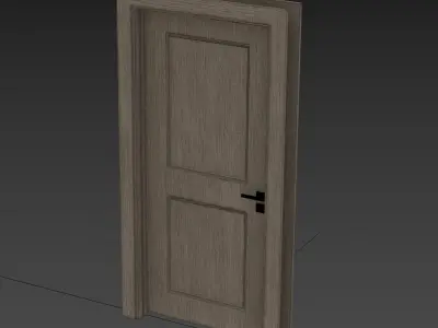 02 01 Wooden Door Low-poly 3D model