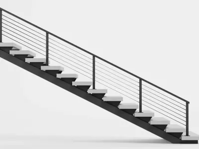 Straight Staircase V4 - Modern Interior Stairs Low-poly 3D model