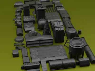 3D Sci-Fi Space Assets kit 3D model