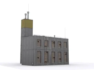 Hangar industrial building Low-poly 3D model from CGTrader