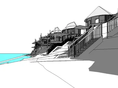 Wood Hotel in Tulum - Revit 21 -OBJ Low-poly 3D model