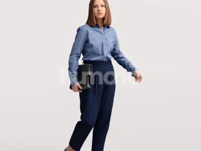 Humano business woman - walking working office street -04537-50 3D model
