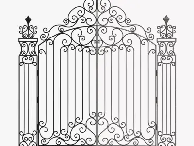 Gate-7 ornate wrought iron gate 3D model