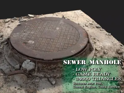 Sewer Manhole Low-poly 3D model