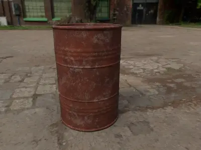  Realistic Old Oil Barrel Low-poly 3D model