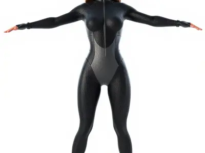 Futuristic Spy Rigged and Animated Character Model in Black Suit Low-poly 3D model