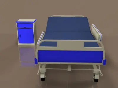 Hospital bed and Cabinet 3D model