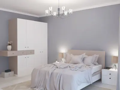 BEDROOM with walls and furniture 3D model