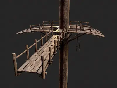 Wooden Tree House Shelters and Platforms 9 Low-poly 3D model