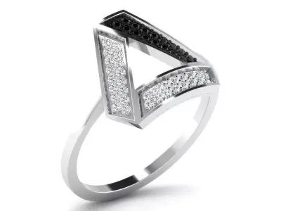 Light Weight White Gold Diamond Ring  -DR-6327 3D print model