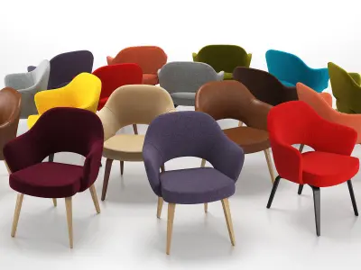 Saarinen Executive Armchair with Wooden Legs 3D model